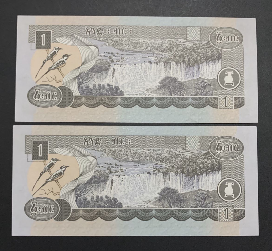 紫瑗钱币—微拍第35期—纸币场 埃塞俄比亚 2006年 1比尔 2枚一组 UNC  P-46