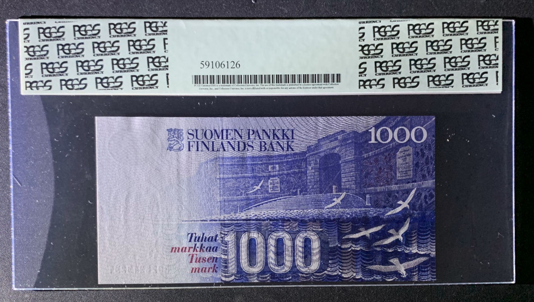 紫瑗钱币—微拍第35期—纸币场 芬兰 1991年 1000马克 PCGS 67 PPQ