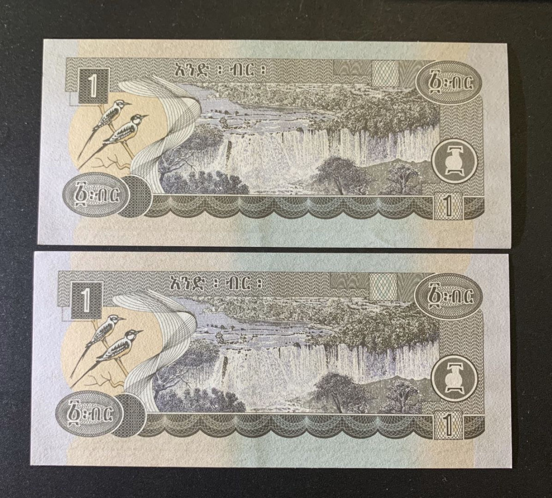 紫瑗钱币—微拍第35期—纸币场 埃塞俄比亚 2006年 1比尔 2枚一组 UNC  P-46
