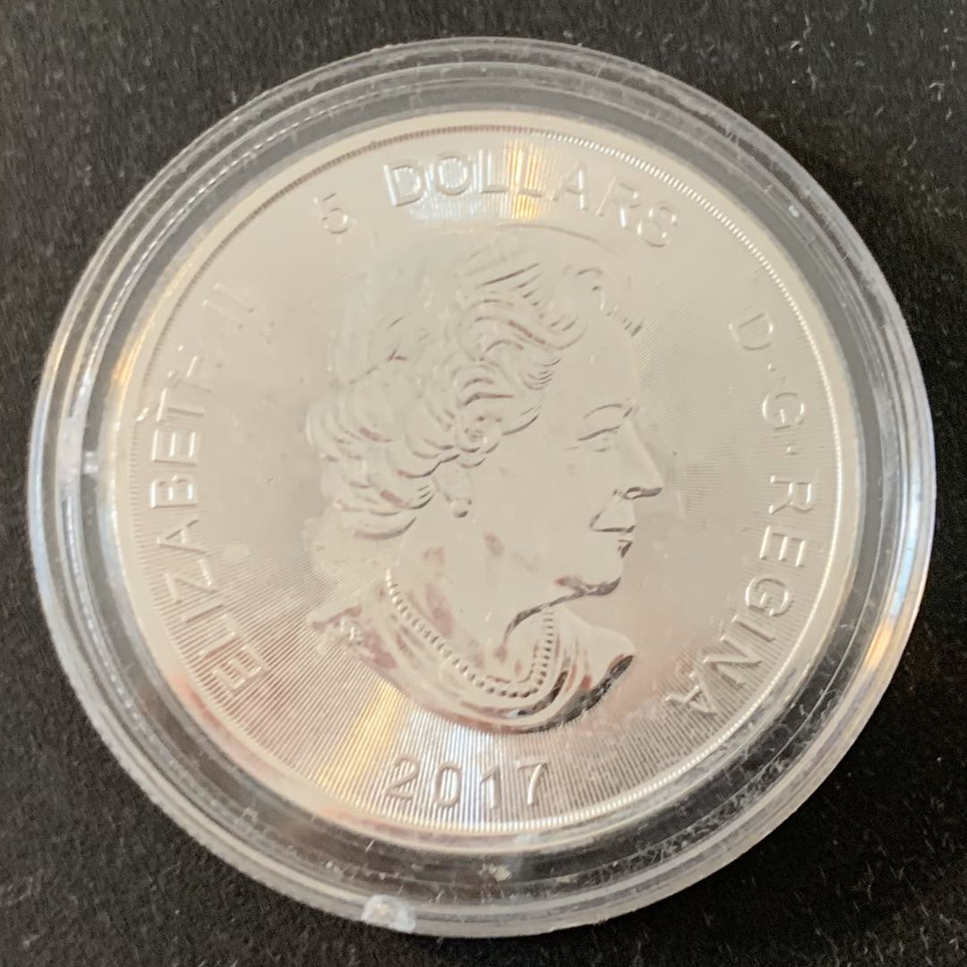 紫瑗钱币—微拍第36期  加拿大 2017年 豹猫 5元 投资银币 1盎司 0.9999银