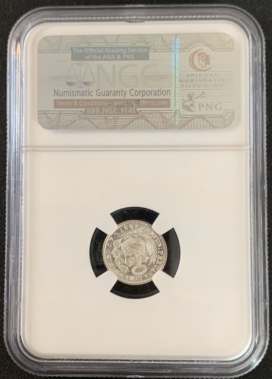 紫瑗钱币—微拍第36期  秘鲁 1897年 坐人 1/2 NGC MS65