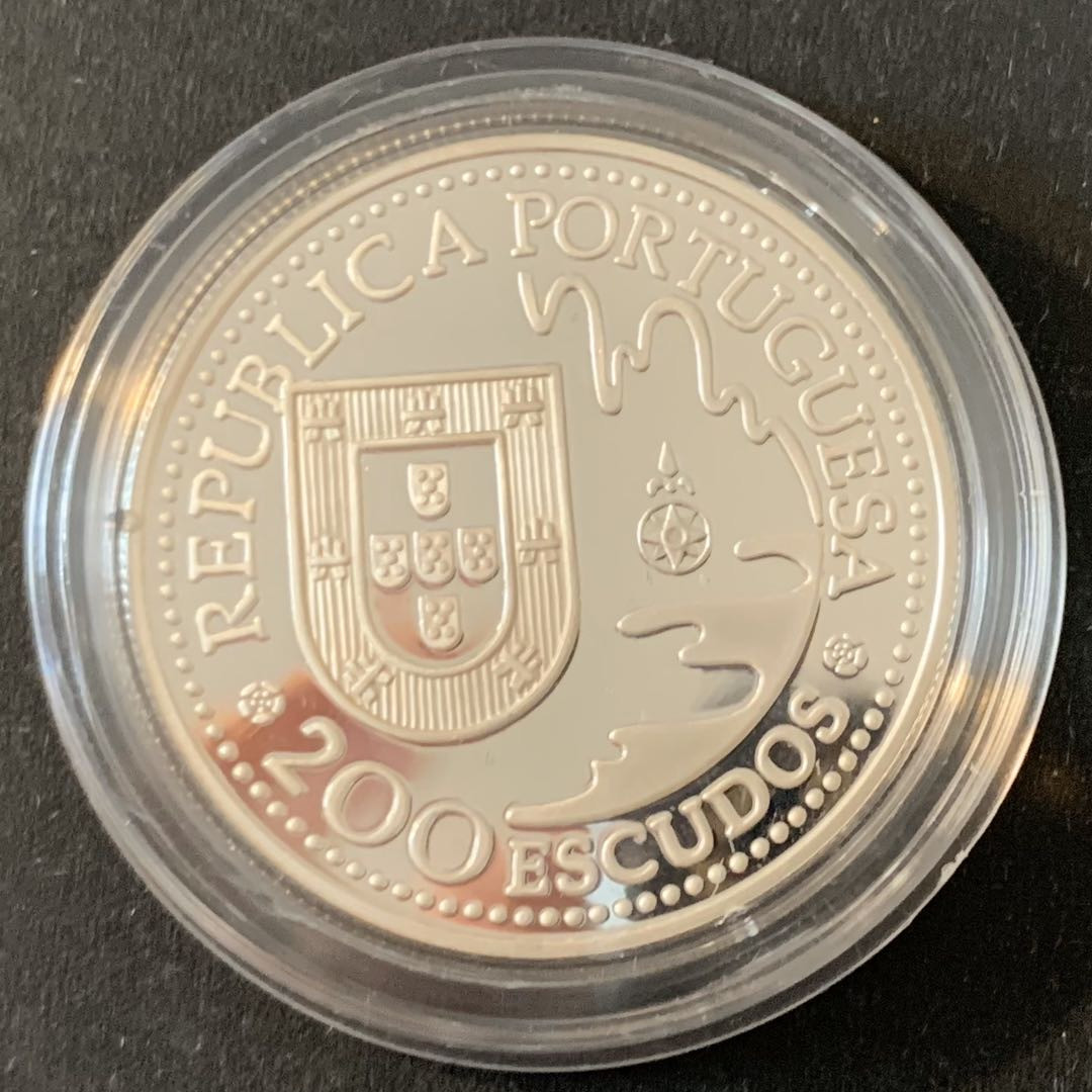 紫瑗钱币—微拍第36期  葡萄牙 1993年 种子岛 200埃斯库多 26.5克 0.925银 精制