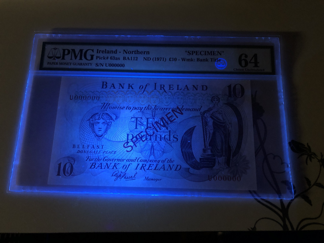 【收藏联盟】第128期拍卖——北爱遗珍（共50拍） 【样钞】北爱尔兰 1971年 10镑 PMG64