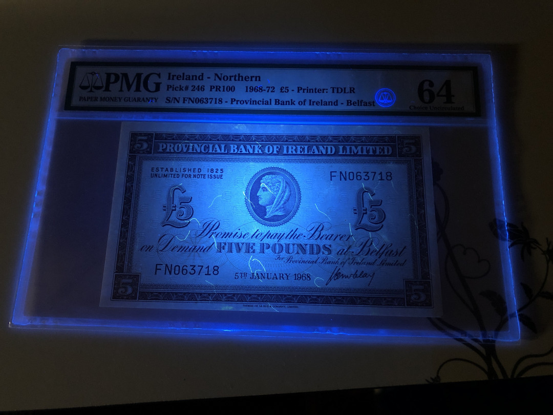 【收藏联盟】第128期拍卖——北爱遗珍（共50拍） 北爱尔兰 1968-72年 5镑 PMG64
