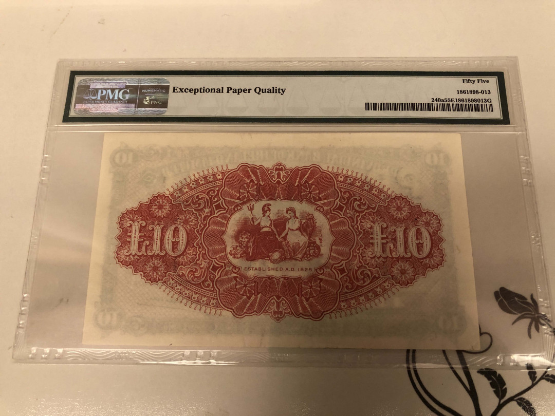 【收藏联盟】第128期拍卖——北爱遗珍（共50拍） 北爱尔兰 1948年 10镑 PMG55EPQ