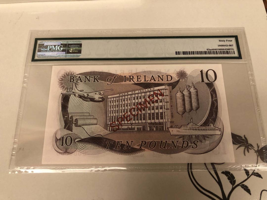 【收藏联盟】第128期拍卖——北爱遗珍（共50拍） 【样钞】北爱尔兰 1971年 10镑 PMG64