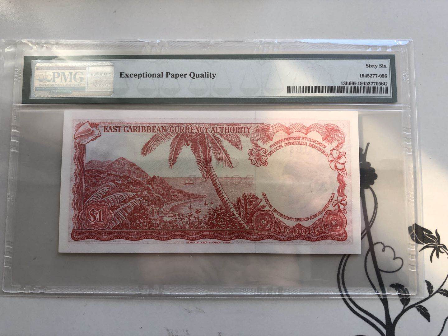 【收藏联盟】第128期拍卖——北爱遗珍（共50拍） 东加勒比 1965年1元 PMG66EPQ 戎装女王