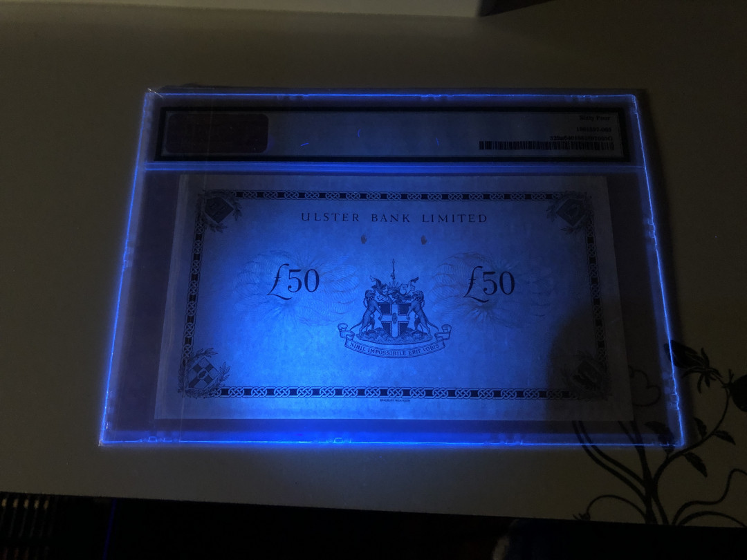 【收藏联盟】第128期拍卖——北爱遗珍（共50拍） 北爱尔兰 1982年 50镑 PMG64 BWC出品 大票幅