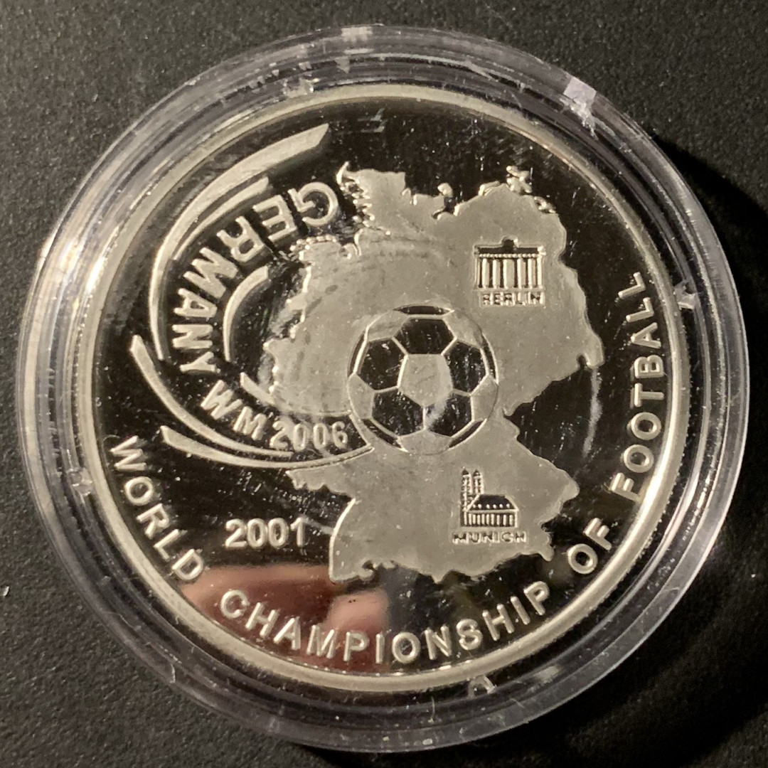 紫瑗钱币—微拍第37期  阿富汗 2001年 德国世界杯 500阿富汗尼 20克 0.999银 精制