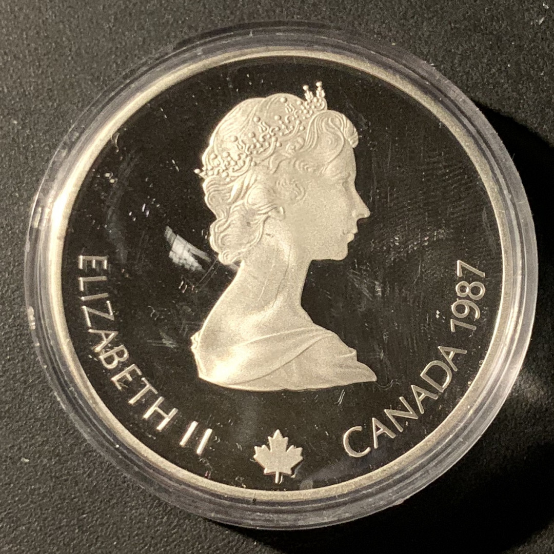 紫瑗钱币—微拍第37期  加拿大 1987年 卡尔加里冬奥会 冰壶 20元  34.1克 0.925银 精制