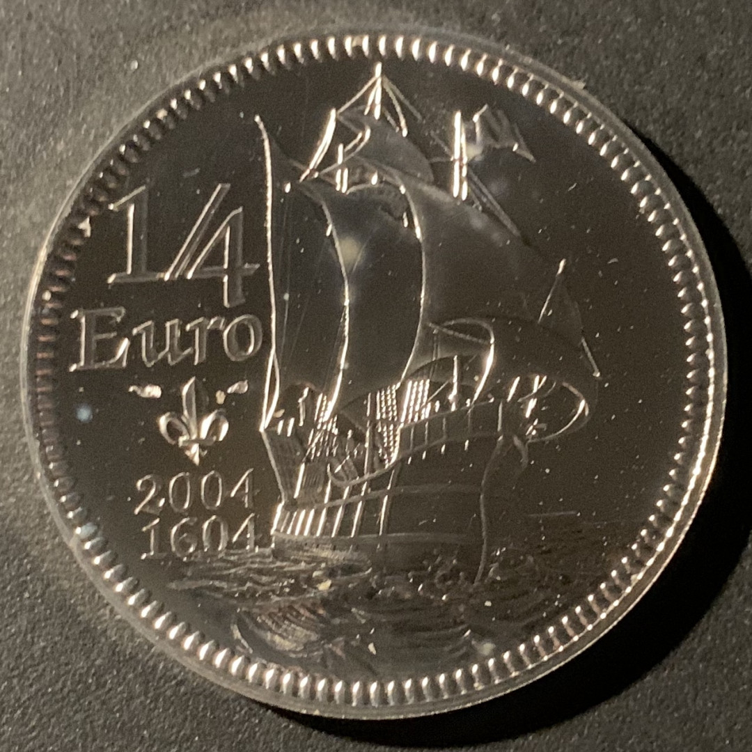 紫瑗钱币—微拍第37期  法国 2004年 帆船 1/4欧元 22.2克 0.9银