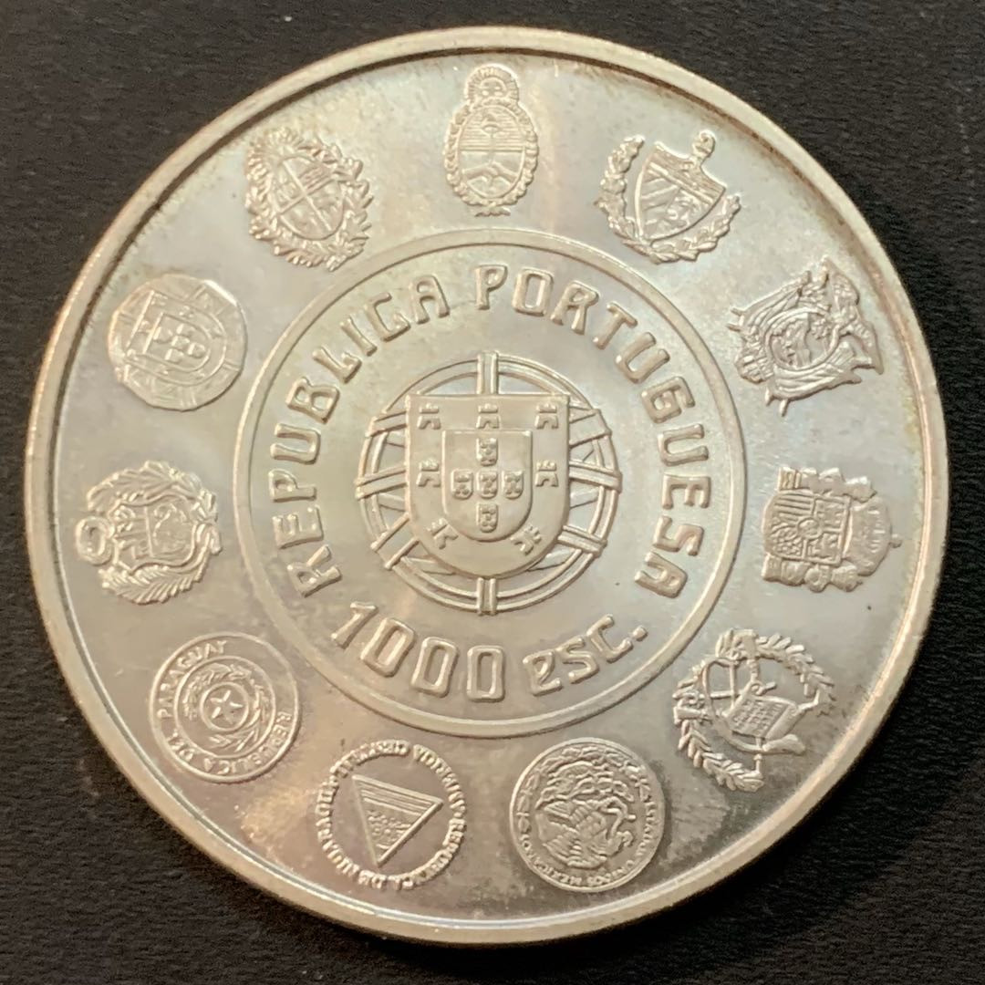 紫瑗钱币—微拍第38期  葡萄牙 2000年 葡属伊利比亚半岛殖民地 1000埃斯库多 27克 0.5银