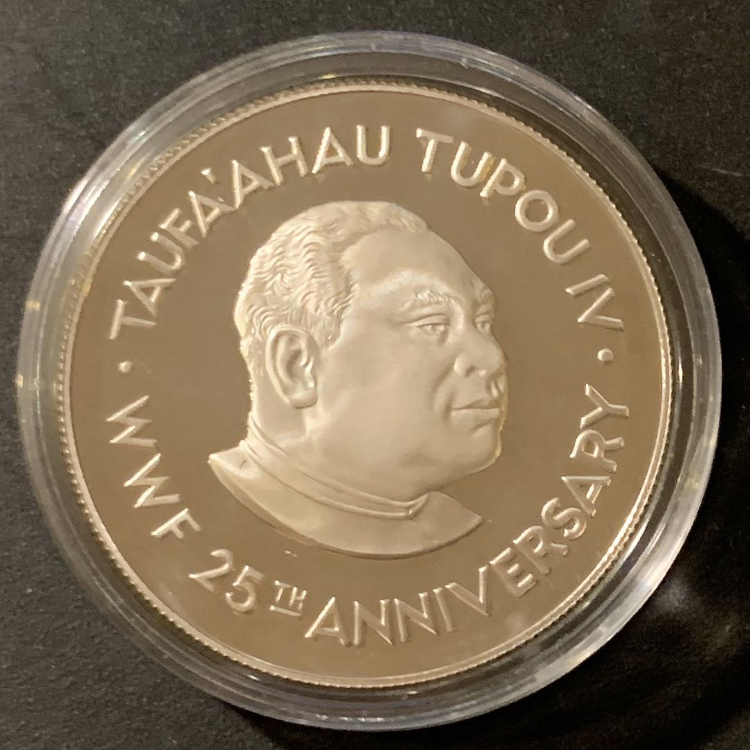 紫瑗钱币—微拍第38期  汤加 1986年  保护动物系列 座头鲸 2潘加 27克 0.925银 精制