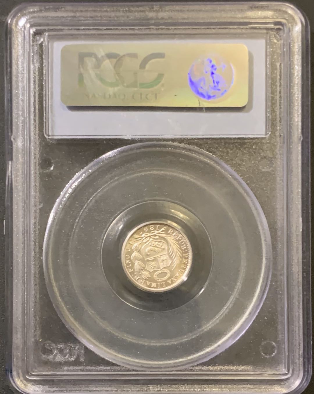 紫瑗钱币—微拍第38期  秘鲁 1897年 坐人 1/2D  PCGS MS66