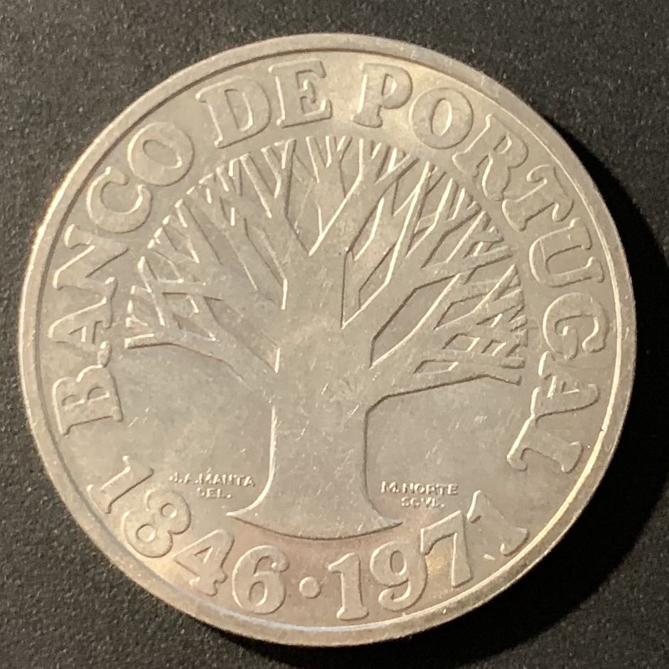 紫瑗钱币—微拍第38期  葡萄牙 1971年 葡萄牙银行125周年 50埃斯库多 18克 0.65银