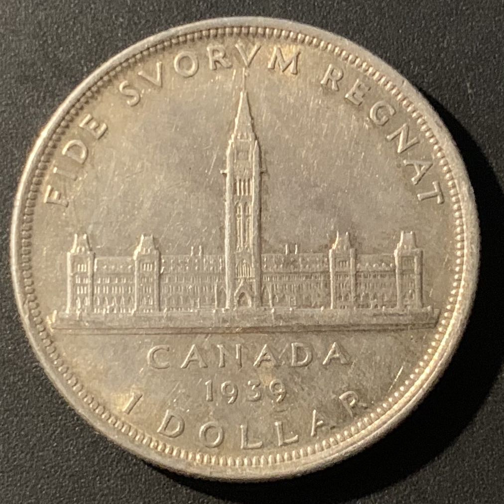 紫瑗钱币—微拍第38期  加拿大 1939年  乔治六世 议会百年 1元 23.5克 0.8银
