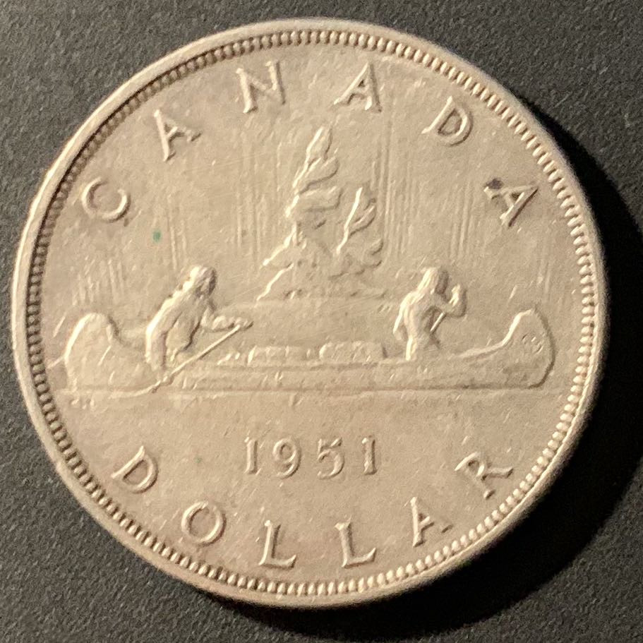 紫瑗钱币—微拍第38期  加拿大 1951年 乔治六世 1元 23.4克 0.8银