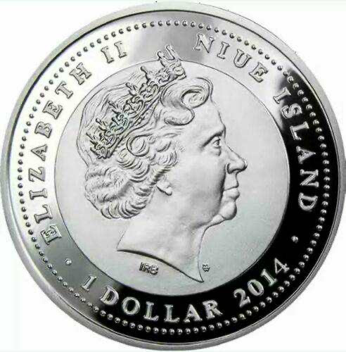 【币观天下】第101期钱币拍卖 【纽埃】纽埃2014年1元，中国马年生肖 “童年记忆—摇谣木马”UV光亮彩色 精制银币 