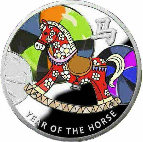 【币观天下】第101期钱币拍卖 【纽埃】纽埃2014年1元，中国马年生肖 “童年记忆—摇谣木马”UV光亮彩色 精制银币 