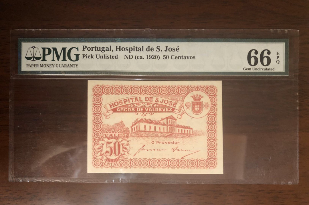 【鲸贝乐淘】千字文·第“岂敢毁伤”号拍卖 葡萄牙🇵🇹1920年50分，pmg66