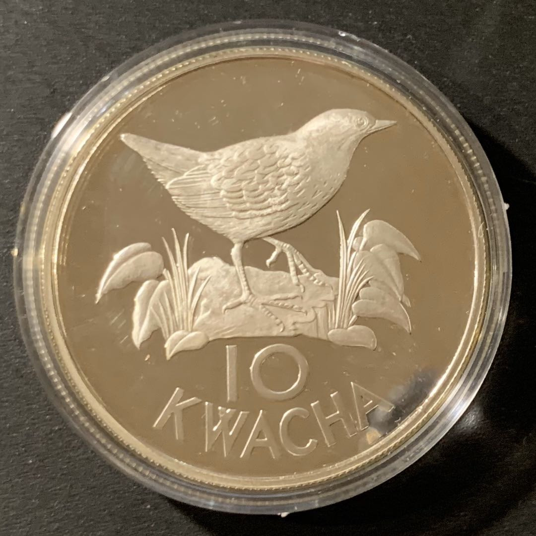 紫瑗钱币—微拍第38期  赞比亚 1986年  保护动物系列 鸟 10卡瓦查 25克 0.925银 精制