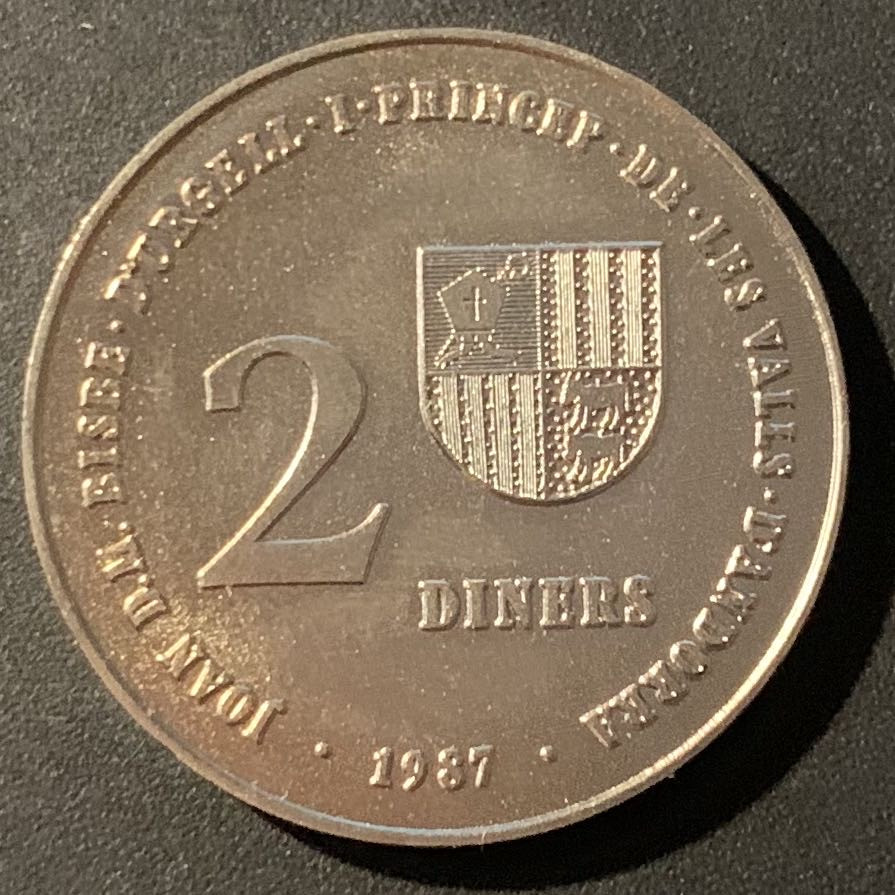 紫瑗钱币—微拍第38期  安道尔 1987年 1992年奥运会 2第纳尔 镍币 