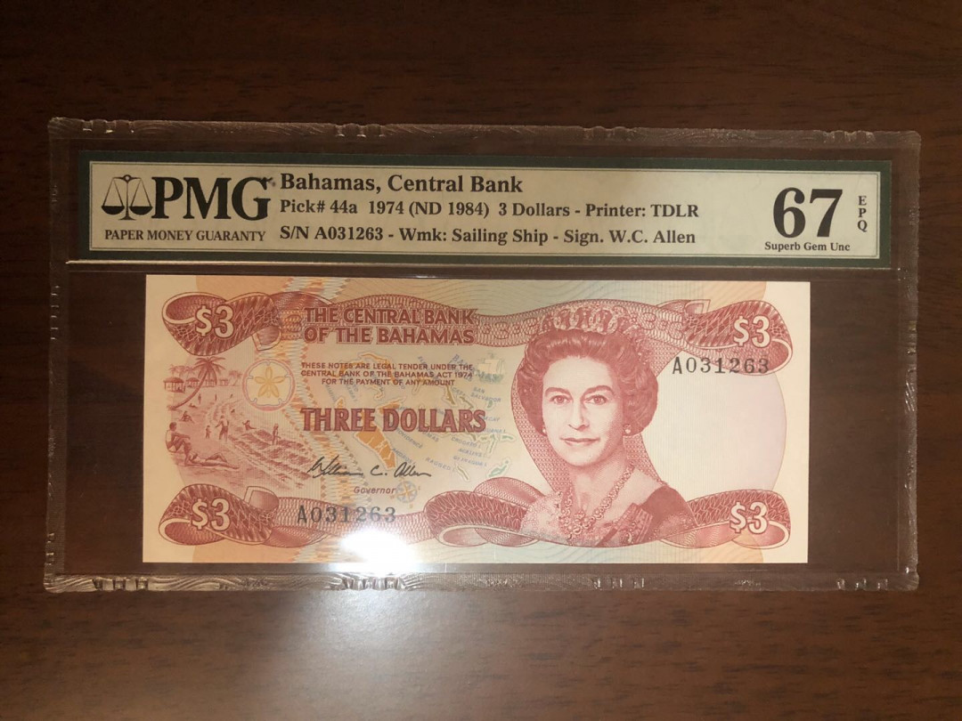 【鲸贝乐淘】千字文·第“岂敢毁伤”号拍卖 百慕大🇧🇲1974年三元,pmg67