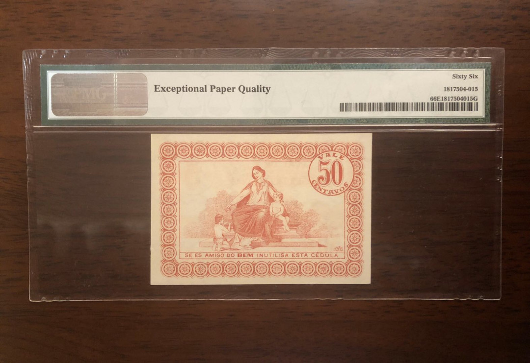 【鲸贝乐淘】千字文·第“岂敢毁伤”号拍卖 葡萄牙🇵🇹1920年50分，pmg66