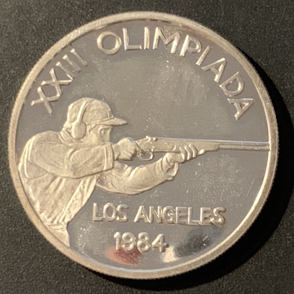 紫瑗钱币—微拍第38期  安道尔 1984年 洛杉矶奥运会 射击 20第纳尔 银币 16克 0.9银 