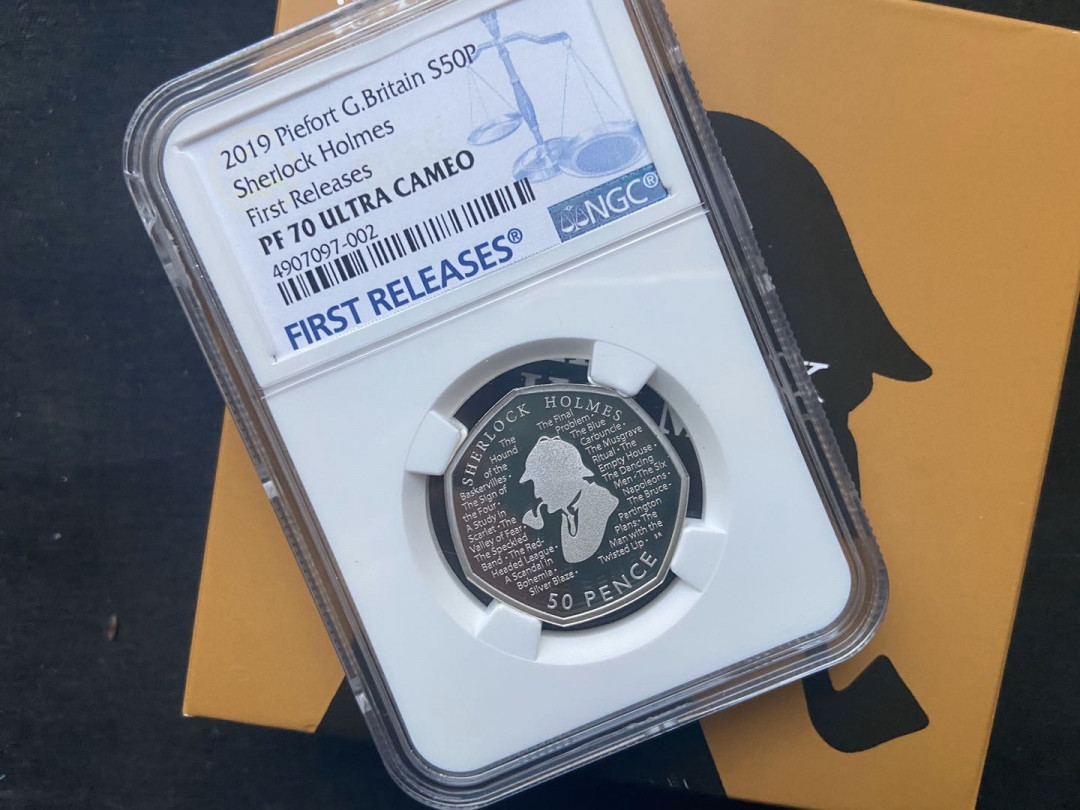 【币观天下】第101期钱币拍卖 【英国】福尔摩斯加厚银币【蓝标ngc70】