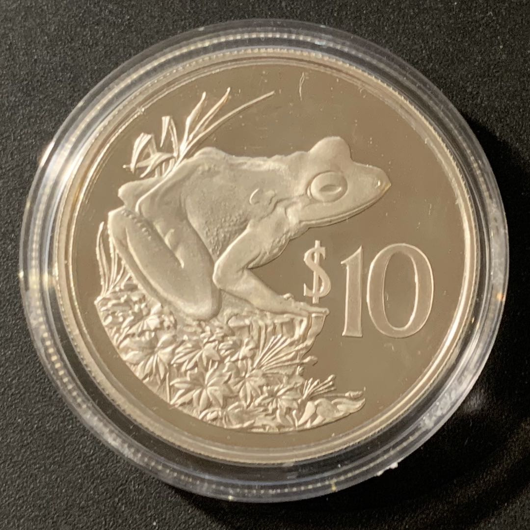 紫瑗钱币—微拍第38期  斐济 1986年 保护动物系列 绿娃 10元 27克 0.925银 精制