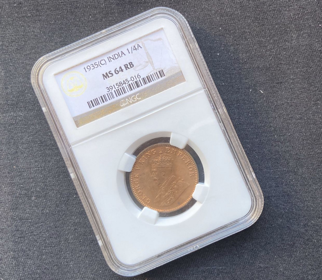 【币观天下】第101期钱币拍卖 【印度】1935铜币一枚【ngc ms64】