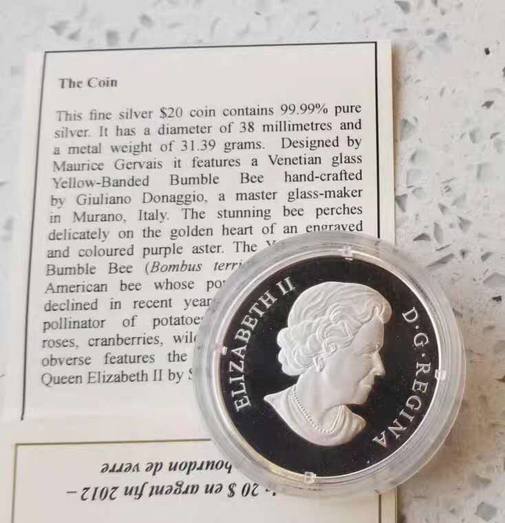 【币观天下】第101期钱币拍卖 加拿大2012年蜜蜂鲜花立体镶嵌银币