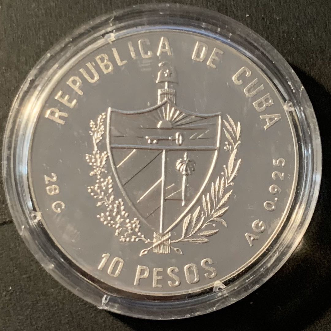紫瑗钱币—微拍第40期  古巴 1990年 巴塞罗那奥运会 排球 10比索 28克 0.925银  精制