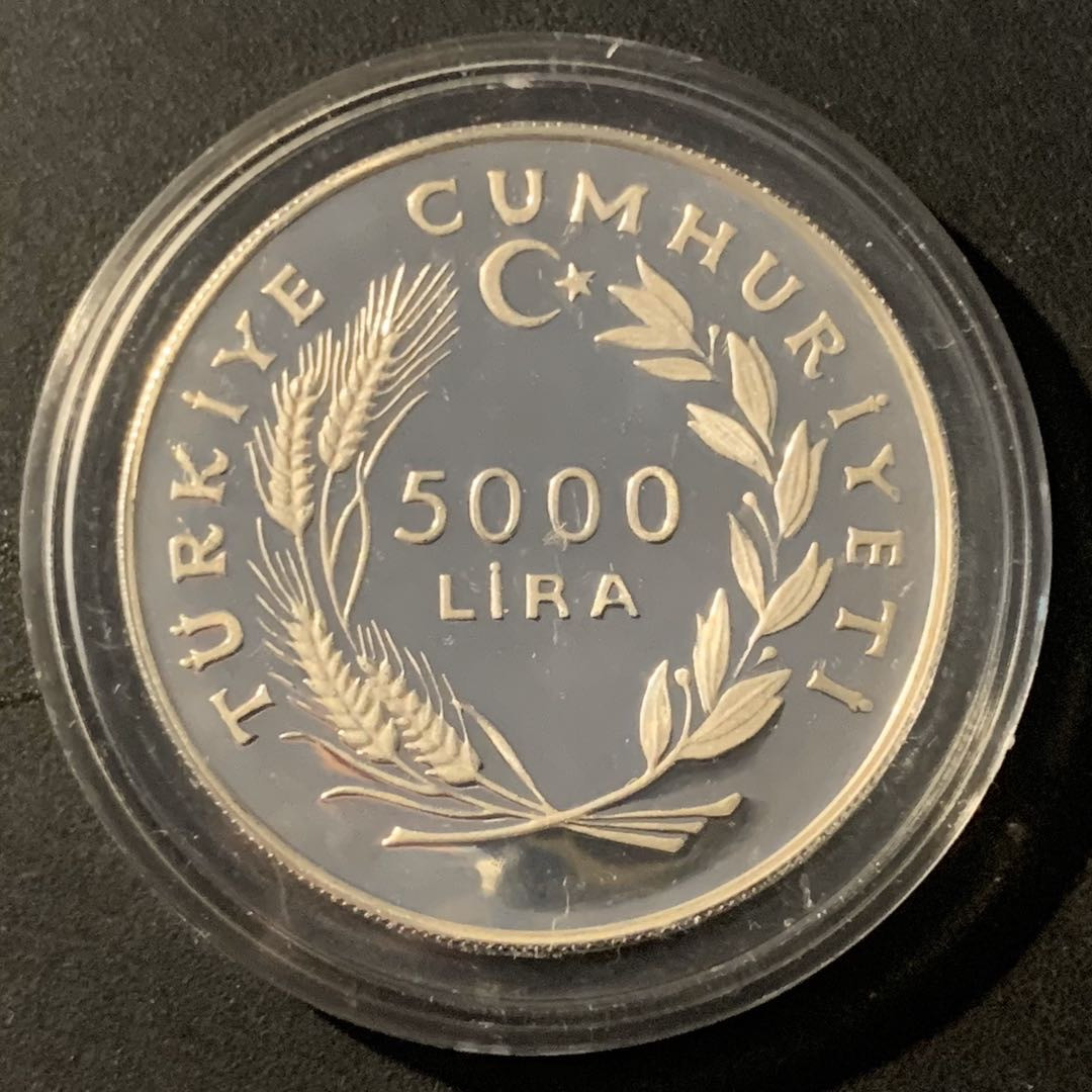 紫瑗钱币—微拍第40期  土耳其 1984年 萨拉热窝冬奥会 5000里拉 23.33克 0.925银 精制
