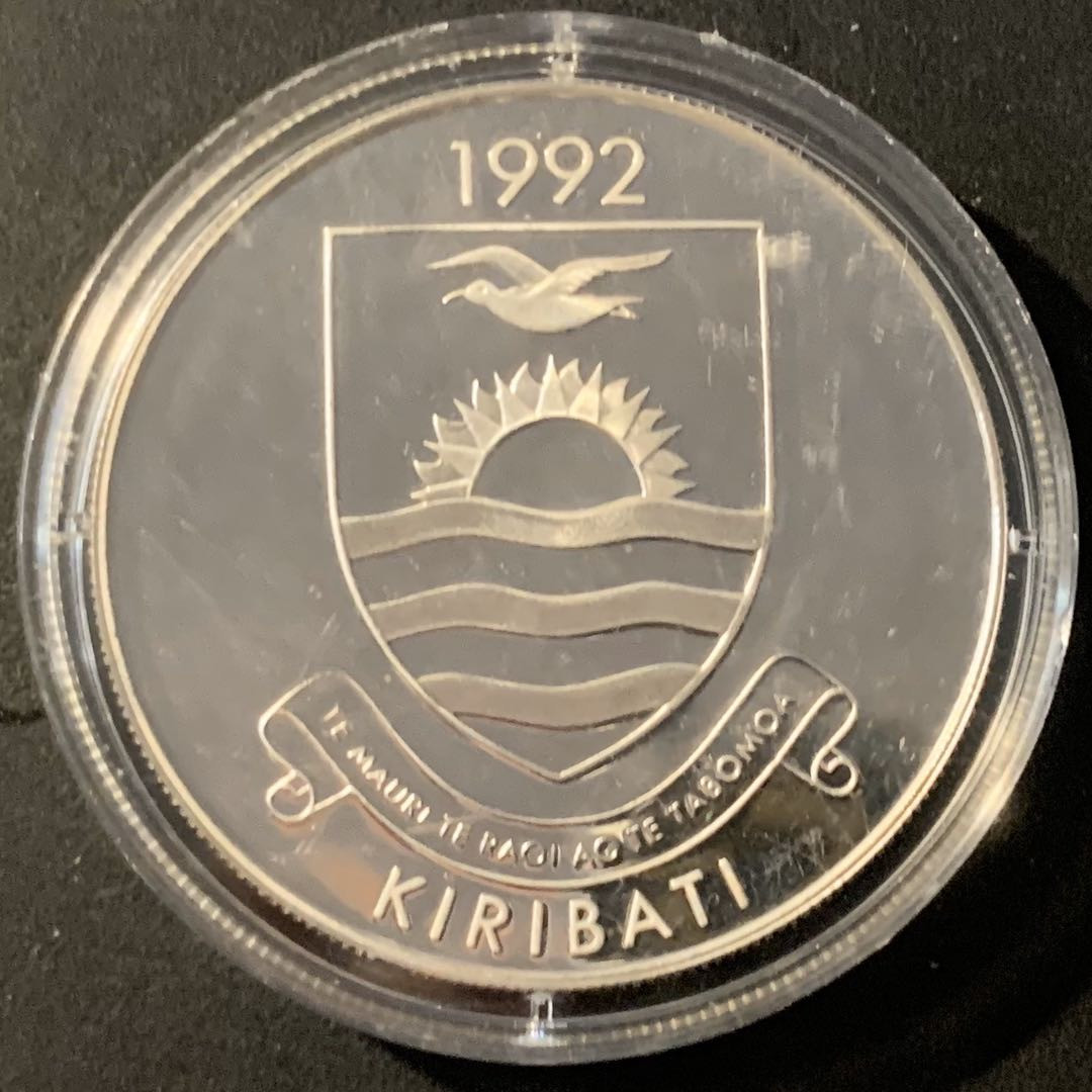 紫瑗钱币—微拍第40期  基里巴斯 1992年 巴塞罗那奥运会 帆船 20元 31.47克 0.925银 精制