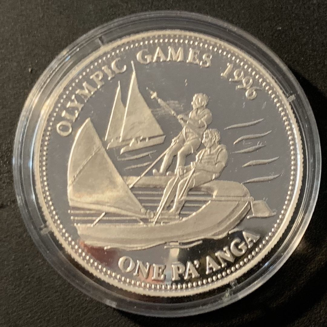 紫瑗钱币—微拍第40期  汤加 1992年 巴塞罗那奥运会 帆船 1潘加 31.47克 0.925银 精制