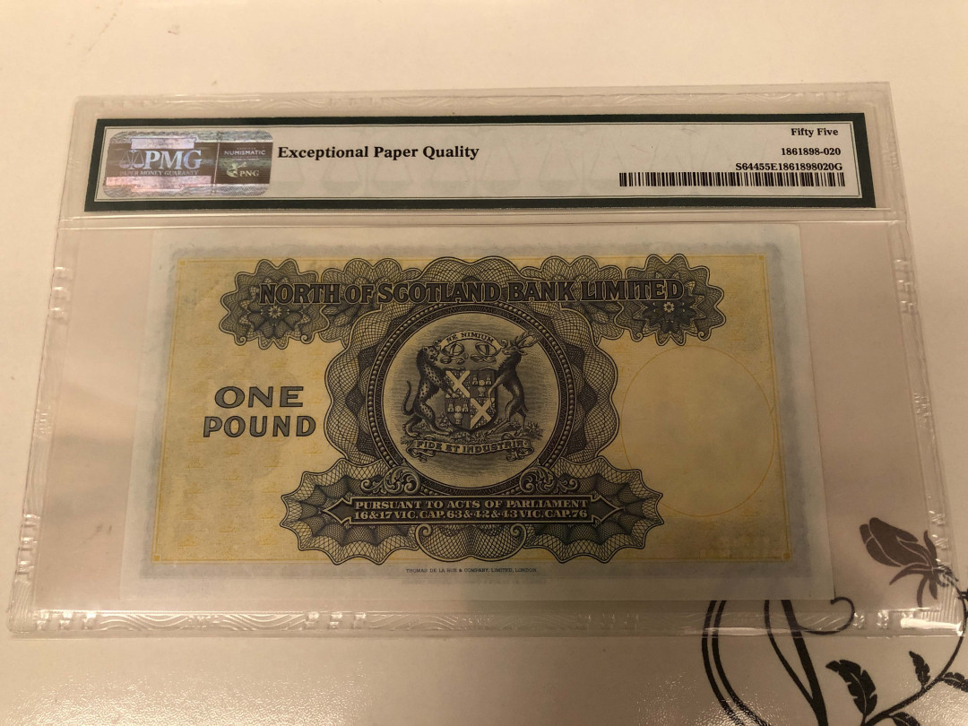【收藏联盟】第129期拍卖——撒哈拉的黑珍珠（共50拍） 苏格兰 1938-49年 1镑 PMG55EPQ 