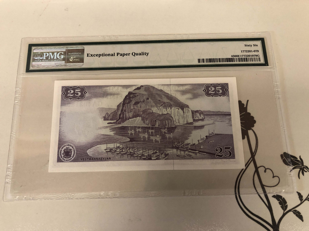【收藏联盟】第129期拍卖——撒哈拉的黑珍珠（共50拍） 冰岛 1961年 25克朗 PMG66EPQ BWC出品p43