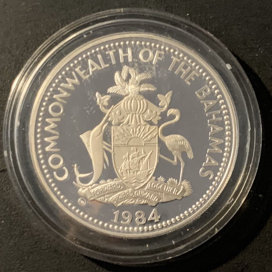 紫瑗钱币—微拍第40期  巴哈马 1984年 洛杉矶奥运会 短跑10元 23.33克 0.925银 精制