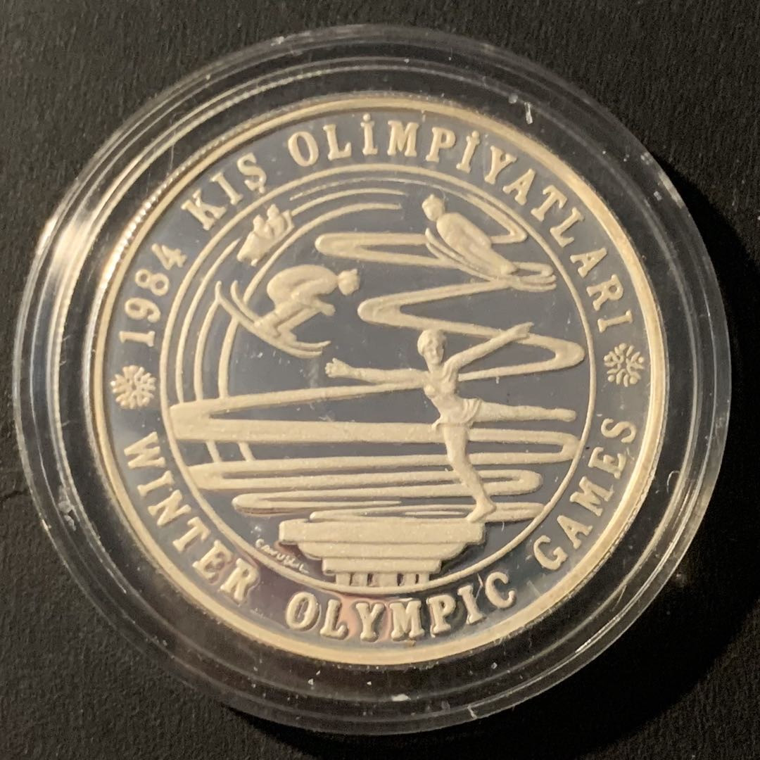 紫瑗钱币—微拍第40期  土耳其 1984年 萨拉热窝冬奥会 5000里拉 23.33克 0.925银 精制