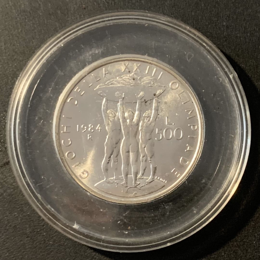 紫瑗钱币—微拍第40期  意大利 1984年 洛杉矶奥运会 500里拉 11克 0.835银