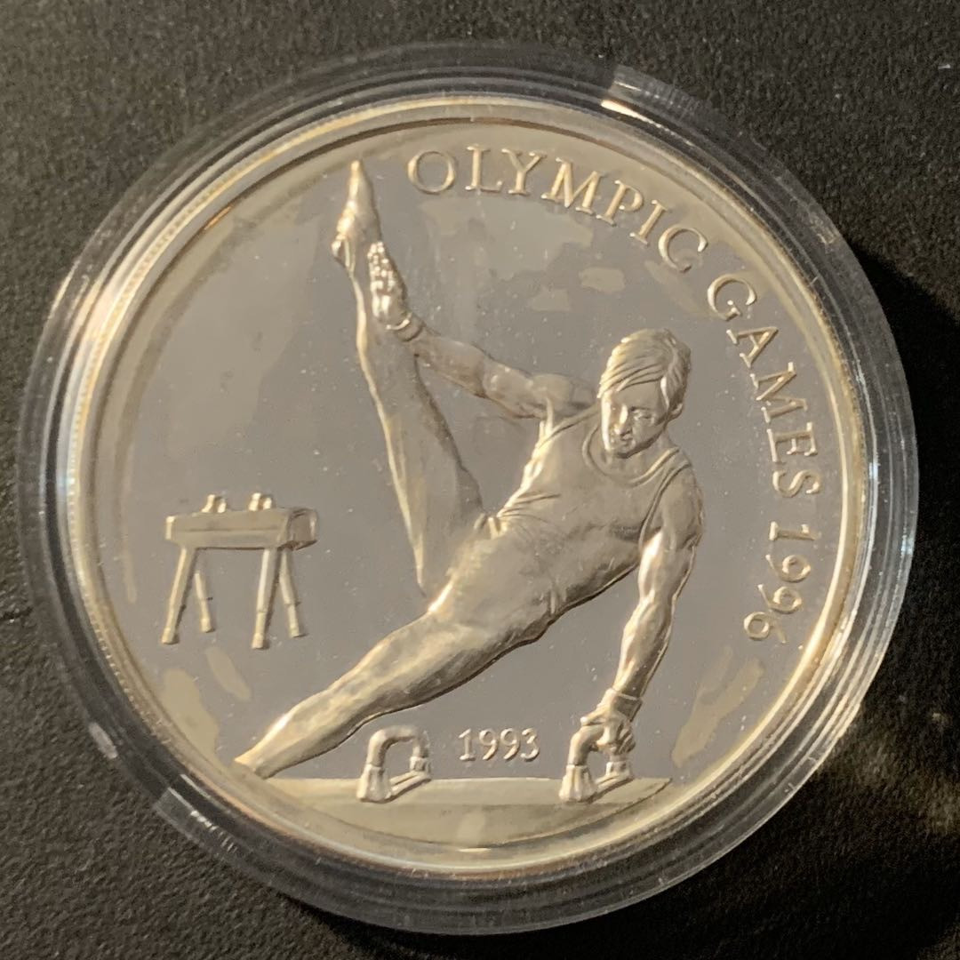 紫瑗钱币—微拍第40期  萨摩亚 1993年 亚特兰大奥运会 鞍马 10元 31.47克 0.925银 精制