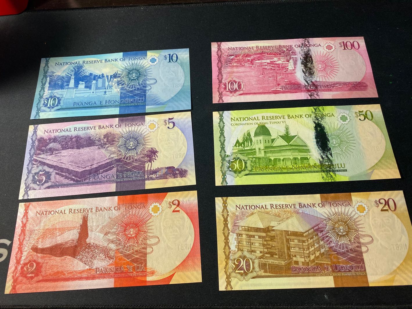 【收藏联盟】第129期拍卖——撒哈拉的黑珍珠（共50拍） 【一张6张A冠全同号】汤加 2015年 2-100番加 全新UNC 