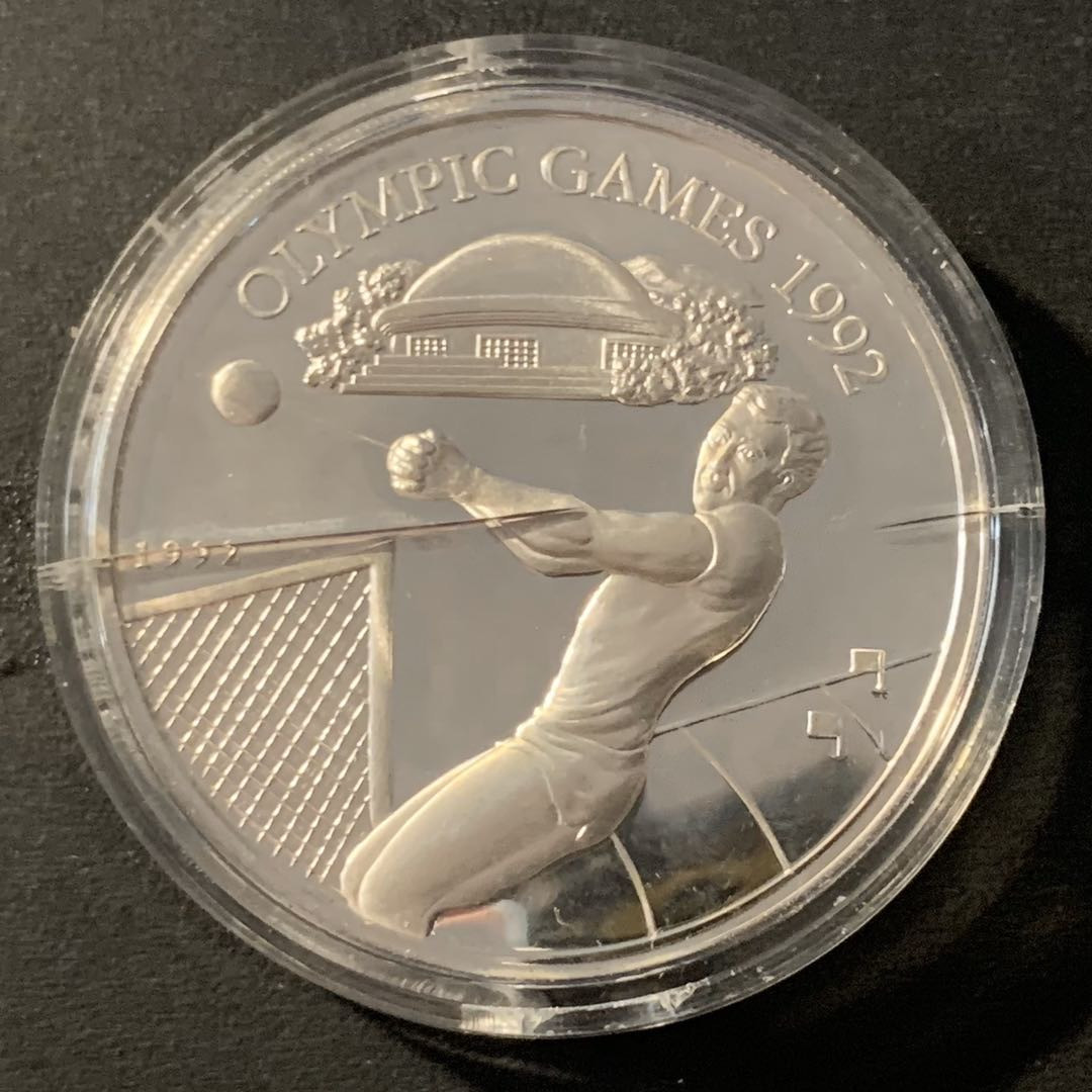 紫瑗钱币—微拍第40期  萨摩亚 1992年 巴塞罗那运动会 链球 10元 31.47克 0.925银 精制