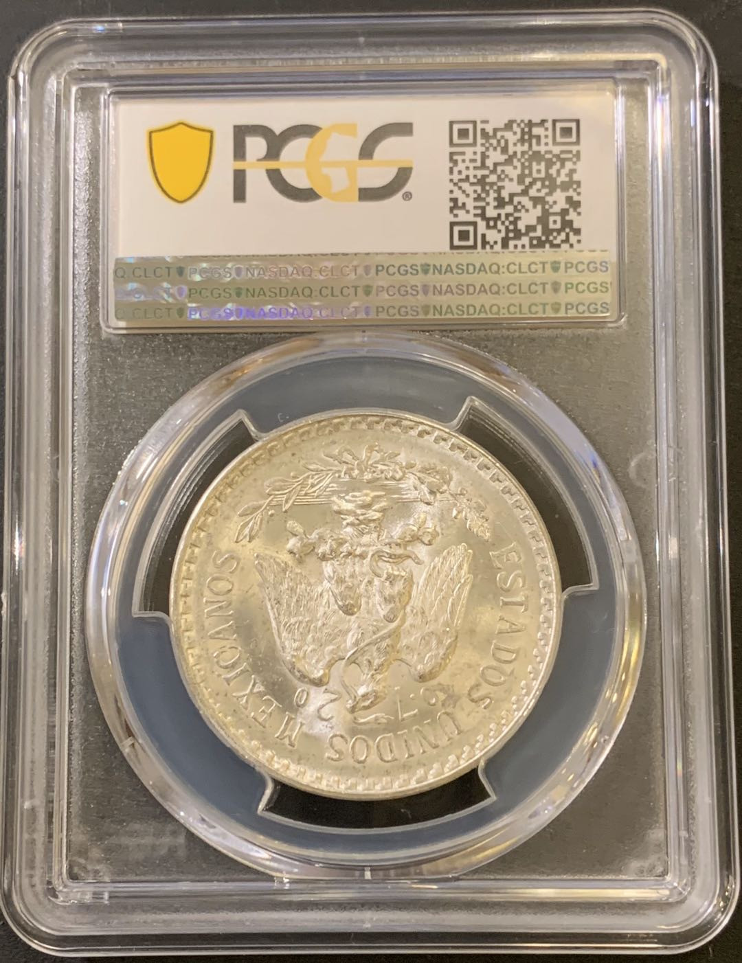 紫瑗钱币—微拍第40期  墨西哥 1944年 鹰洋 1比索 16.6克 PCGS MS65+