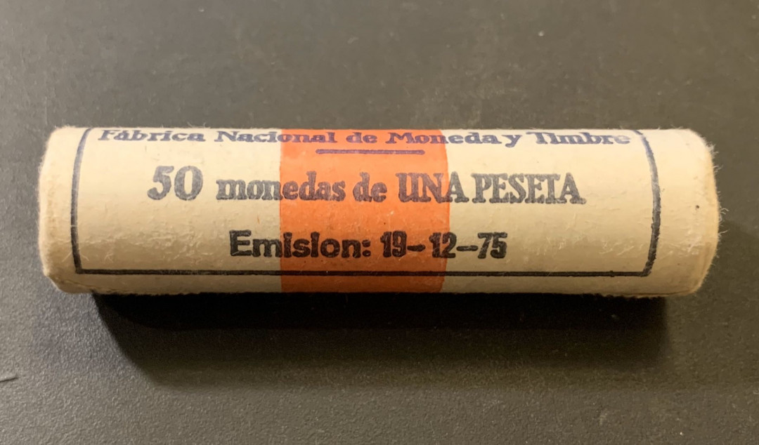 紫瑗钱币—微拍第40期  西班牙 1975年 胡安 卡洛斯 1比塞塔 黄铜 50枚整卷