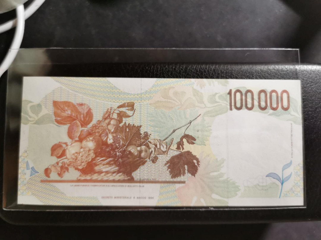 【鲸贝乐淘】千字文·第“岂敢毁伤”号拍卖 【意大利🇮🇹 】1994年10万里拉，全新全品UNC 