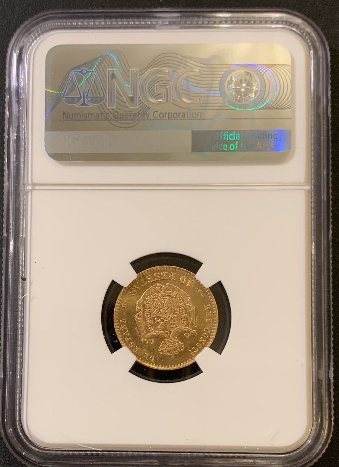 紫瑗钱币—微拍第40期  西班牙 1878年 阿方索十二世 10比塞塔 NGC MS64