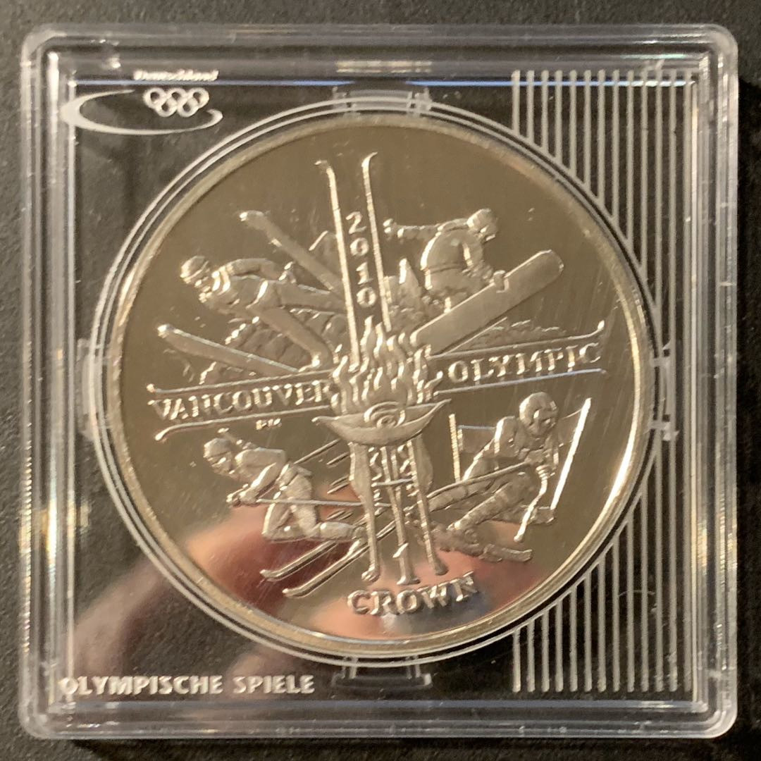 紫瑗钱币—微拍第41期  马恩岛 2009年 温哥华冬奥会 1克朗 28.28克 0.925银 精制